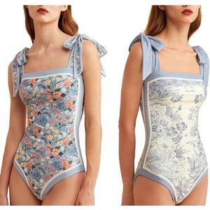 Visual Swim reversible one piece swimsuit with shoulder ties - L